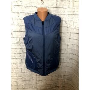 Bernardo Ecoplume Mixed Media Vest Jacket Blue Size Large